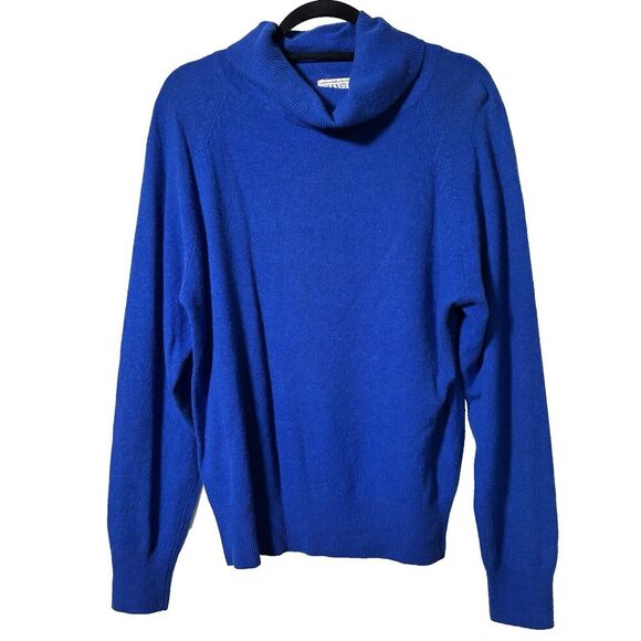 Womens Vintage 80s Blue Lambswool & Angora Rabbit‎ Hair Turtleneck Sweater XL - Picture 1 of 5
